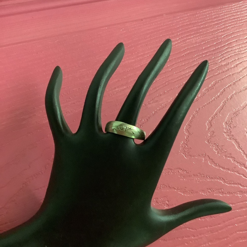 Antique Fine Solid Silver Floral Ring Adjustable - image 3